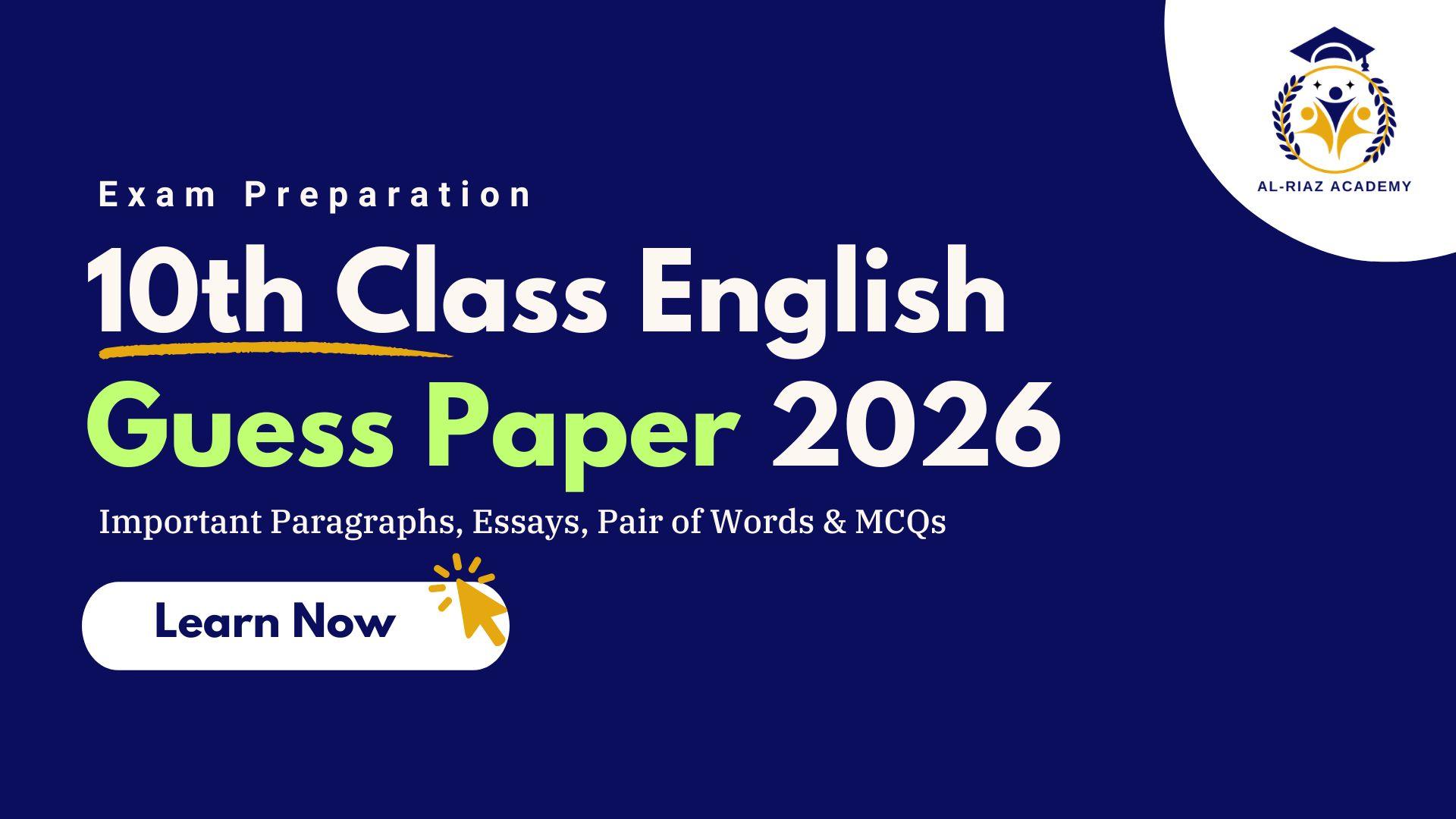Class 10 English Guess Paper 2026