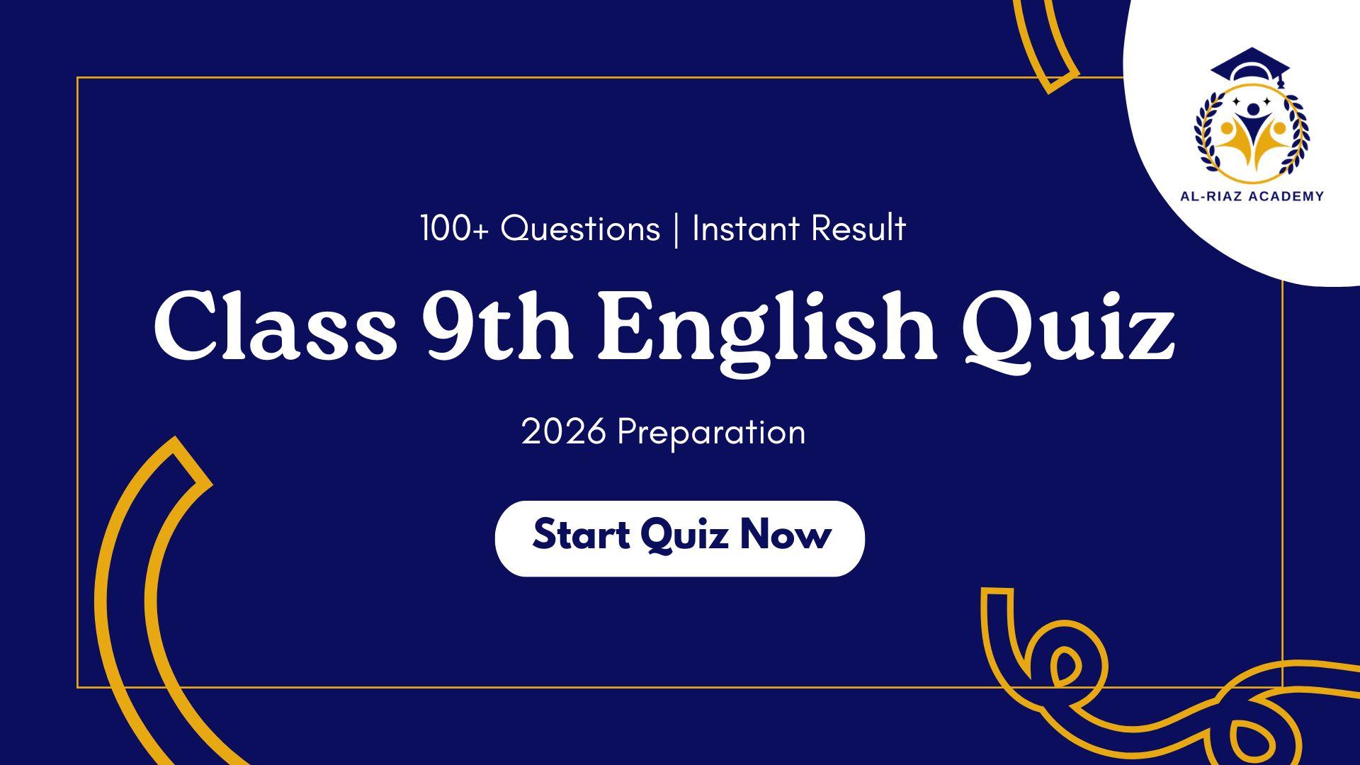 9th class English MCQs 2026 Punjab Board