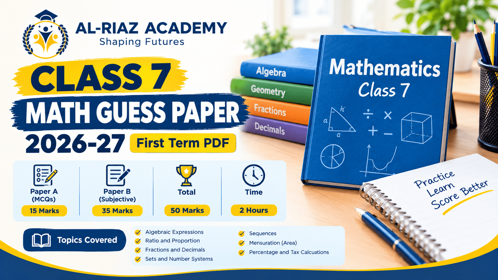 Class 7 Math Guess Paper 2026-27